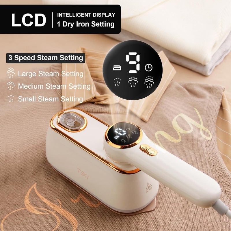 TEKI Travel Steamer for Clothes Portable, 1200W Handheld mini travel Steam Iron 4 Mode with LCD Displa Powerful Wrinkle Remover, Garment Steamer for Home, Dorm, Travel 120V - Image 2